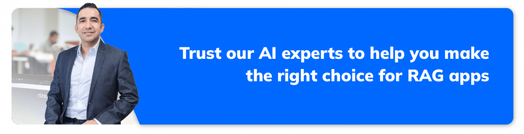 call to action with AI developer to hire him for guidance for building RAG applications